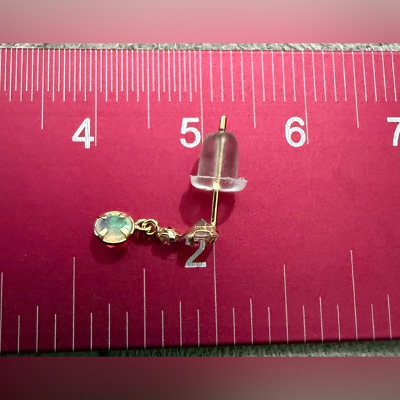 🚫SOLD🚫 18K Solid Gold Moonstone and Topaz Dangle Earrings Dainty - Picture 7 of 7